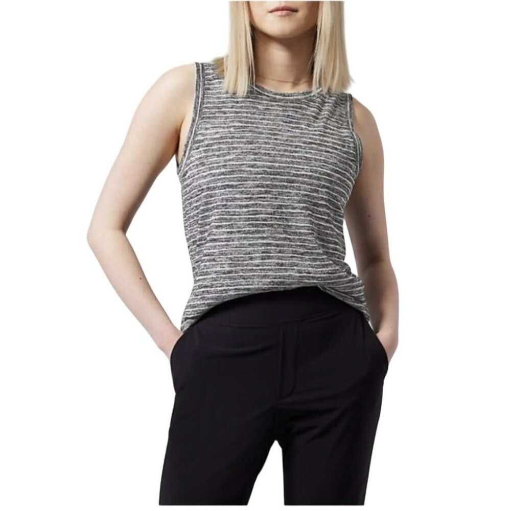 Athleta Black & White Striped Sleeveless Breezy Tank Top